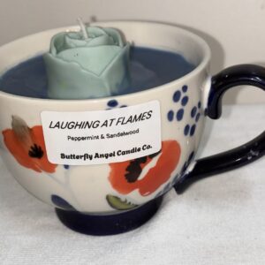 LAUGHING AT THE FLAMES - DARK BLUE WITH TEAL FLOWER